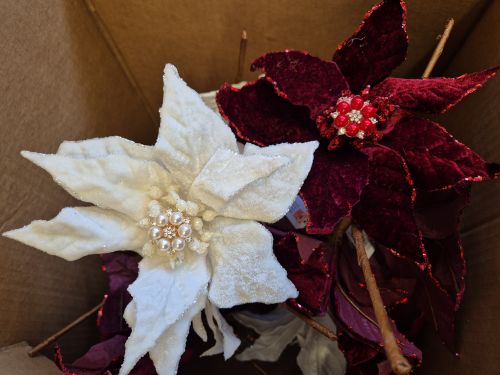  Stella di Natale glitterata con strass 