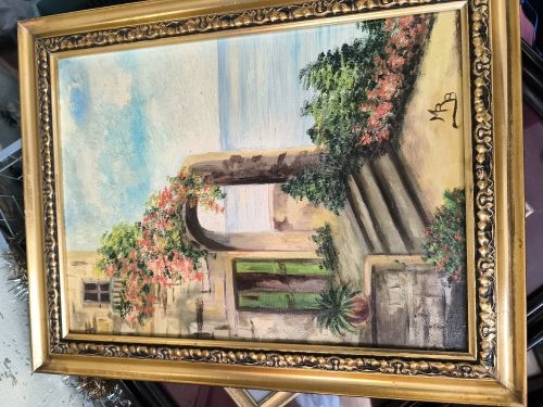  Cornice dorata con dipinto olio 