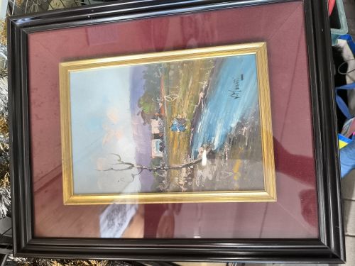  Cornice marrone con dipinto olio 