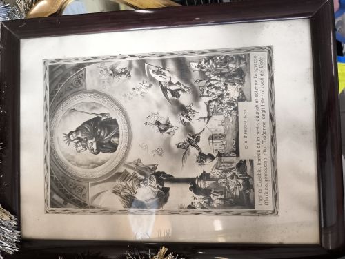 Stampa religiosa su cornice marrone 