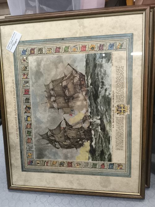 STAMPA BATTAGLIA GRANDI AVI SU CORNICE MARRONE