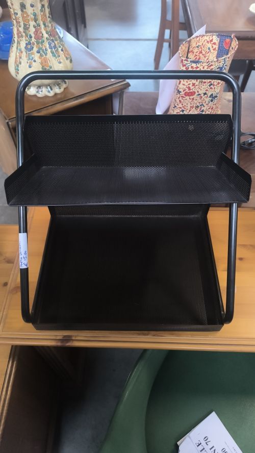 PORTA DIOCUMENTI IN METALLO NERO DA TAVOLO  2 RIPIANI