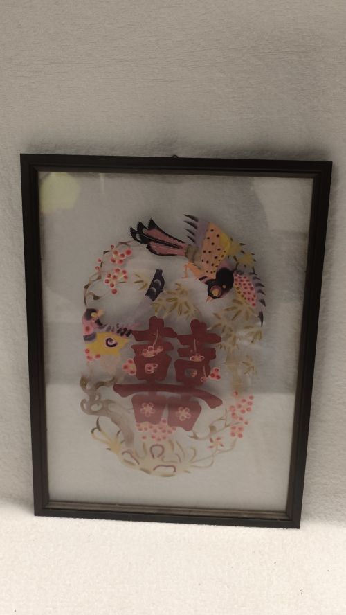  Disegno orientale su stoffa con cornice Marrone