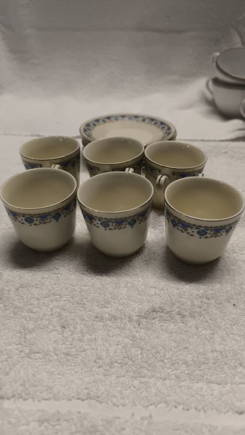  Tazzina caffè con bordo geometrico blu