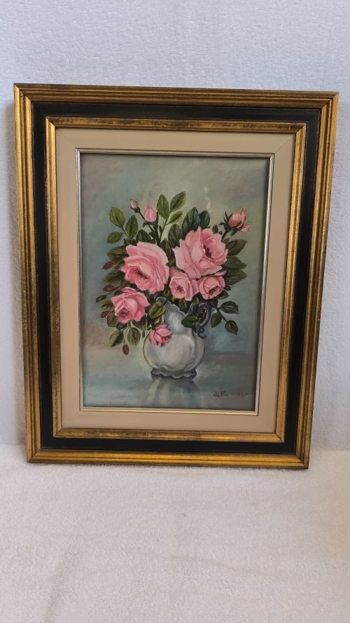  Dipinto vaso con rose su