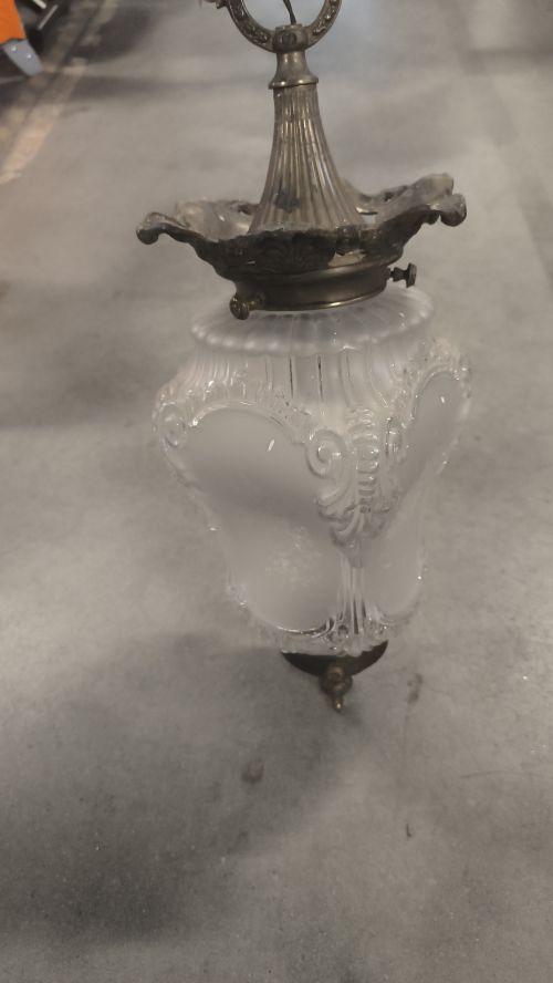  Lampadario ottone vetro