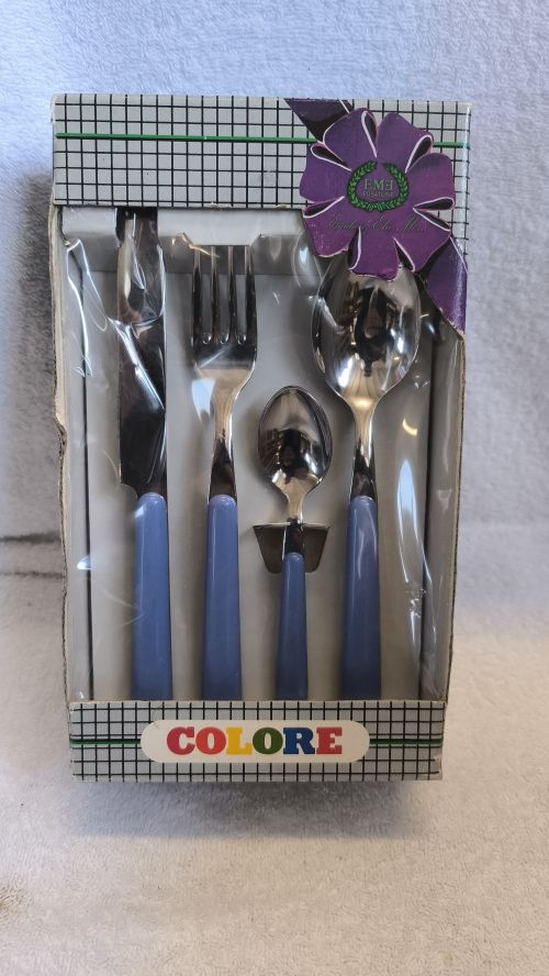  Set posate manico blu da 6 persone