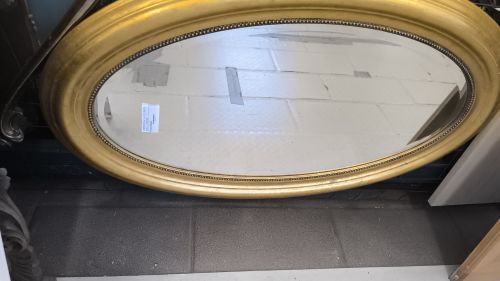 SPECCHIO OVALE DORATO VETRO MOLATO