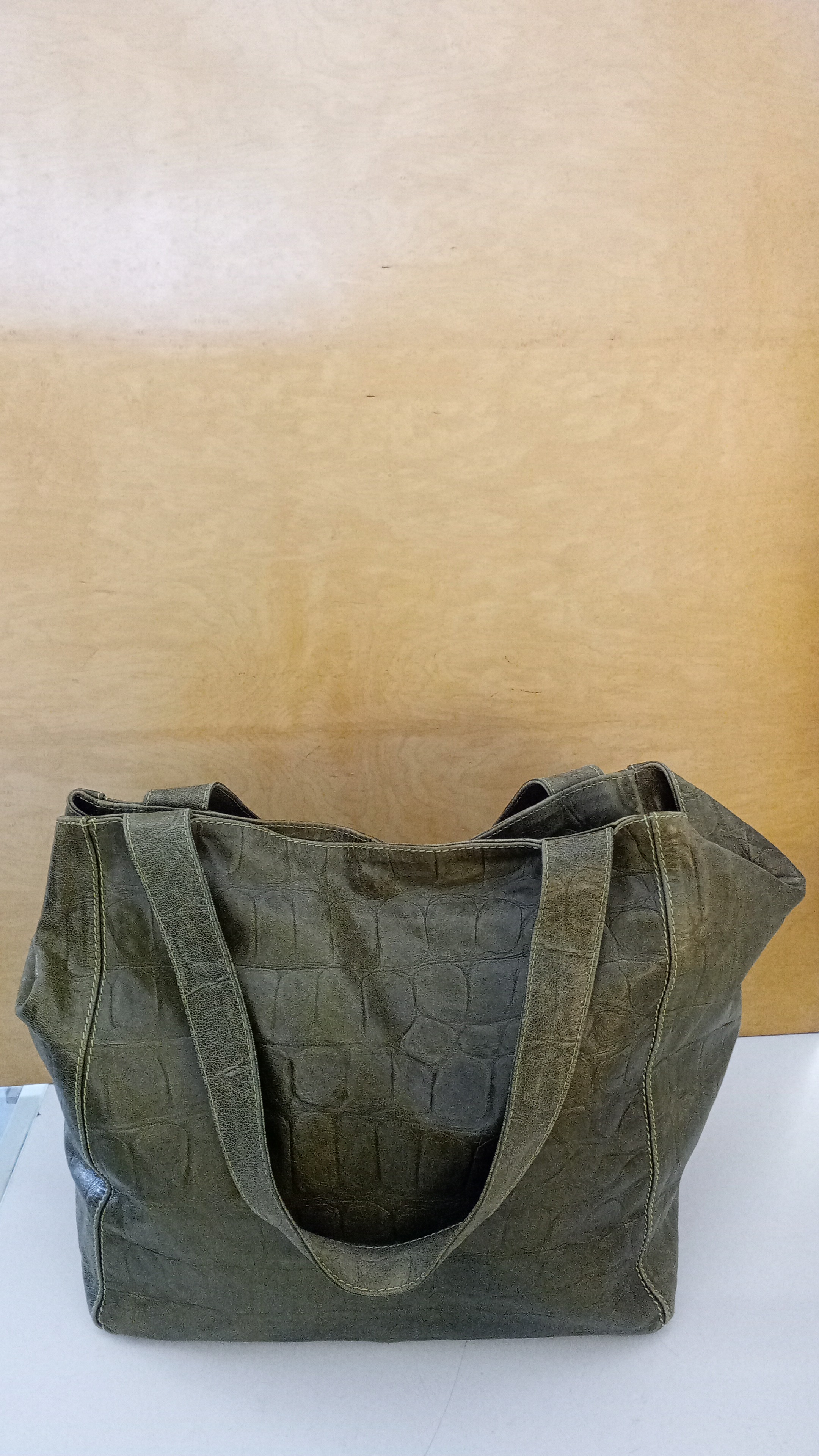 borsa verde in pelle