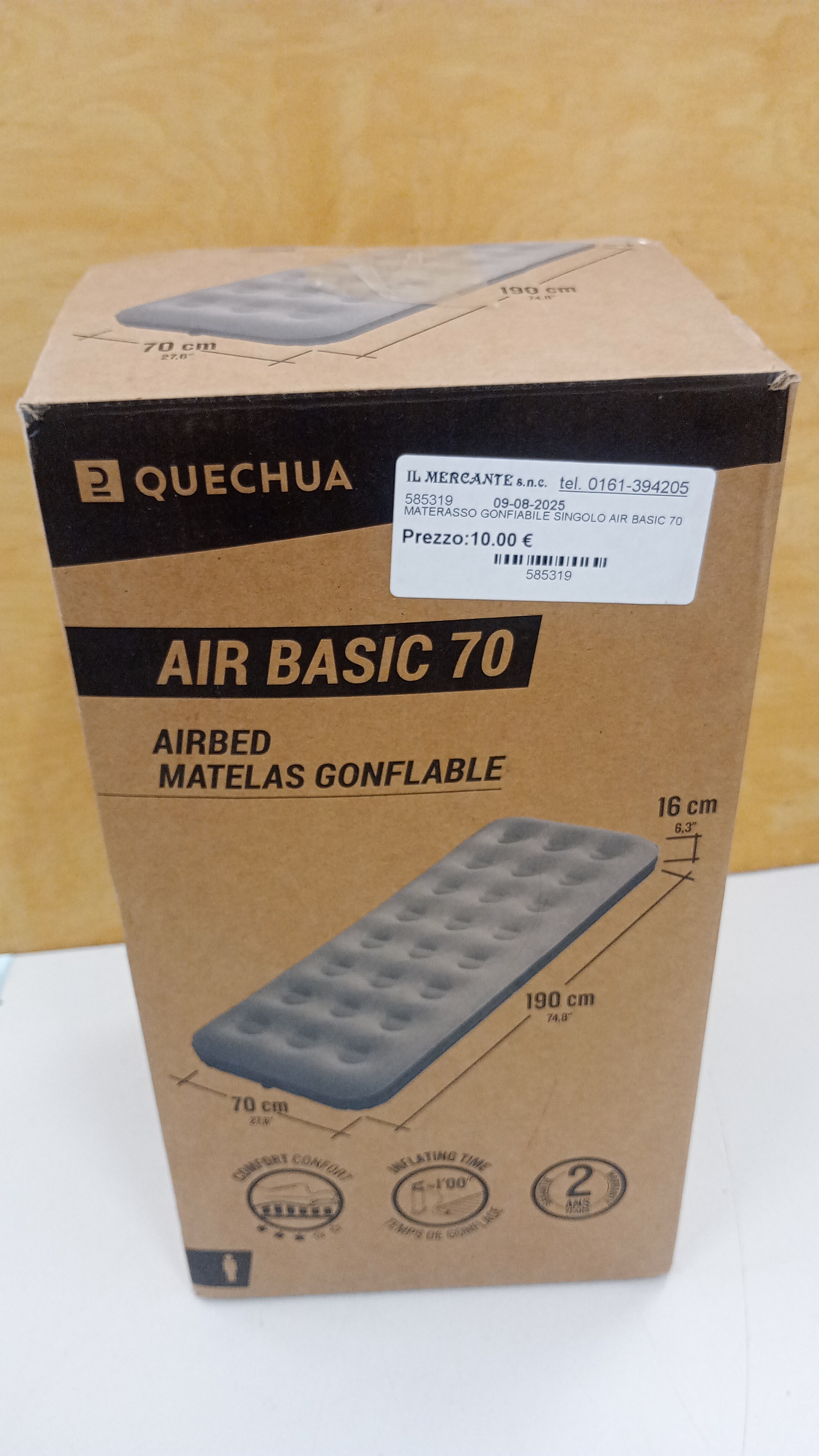 MATERASSO GONFIABILE SINGOLO AIR BASIC 70
