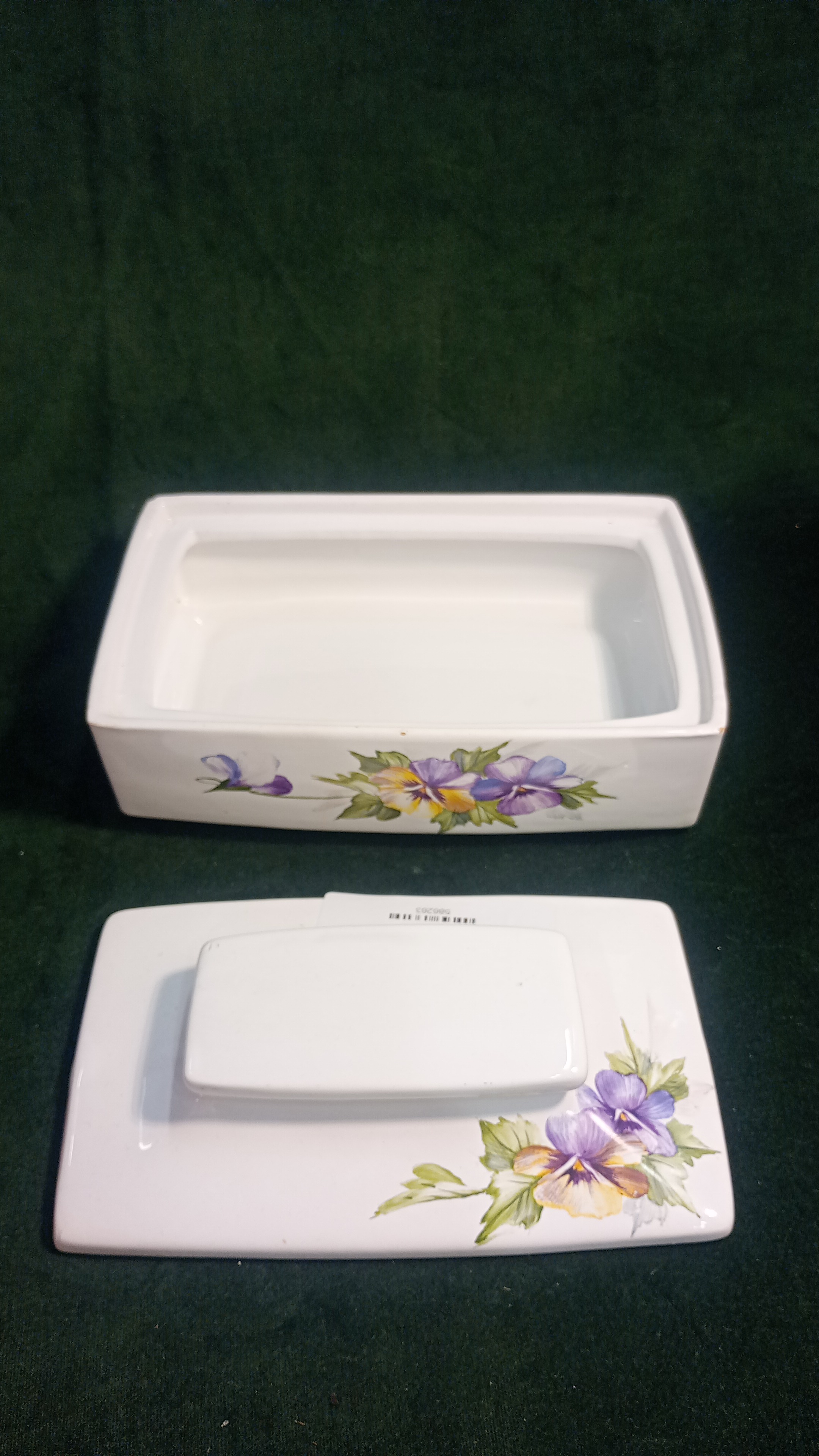  Contenitore in ceramica dipinto a mano viole