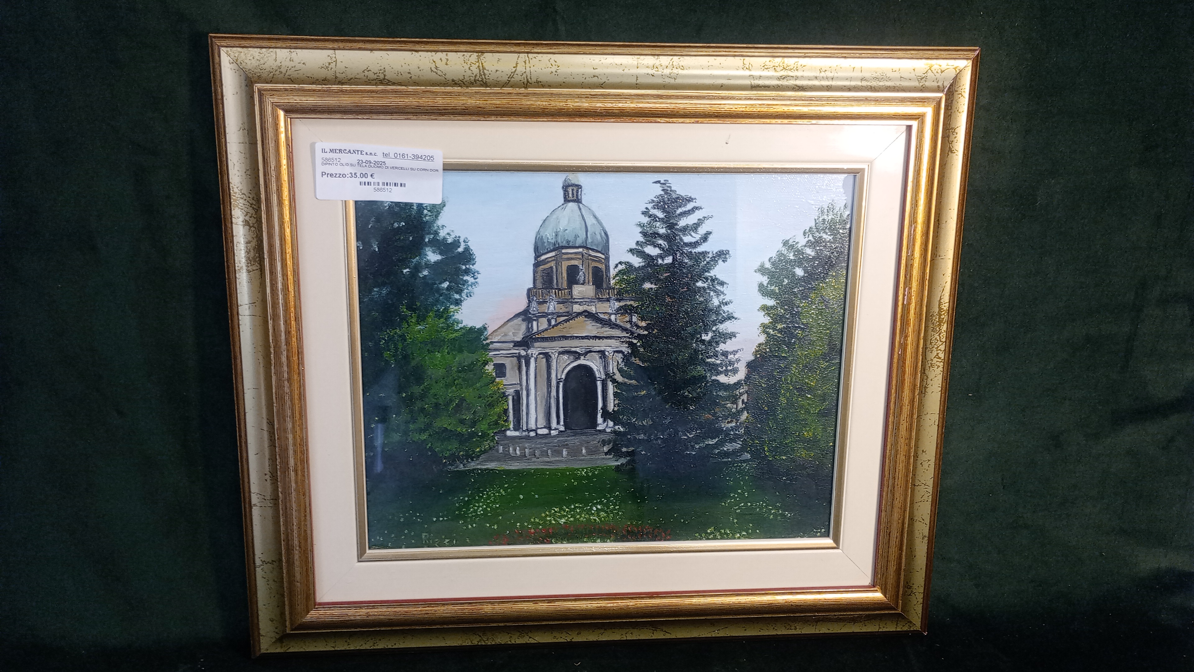 DIPINTO OLIO SU TELA DUOMO DI VERCELLI SU CORN DOR.