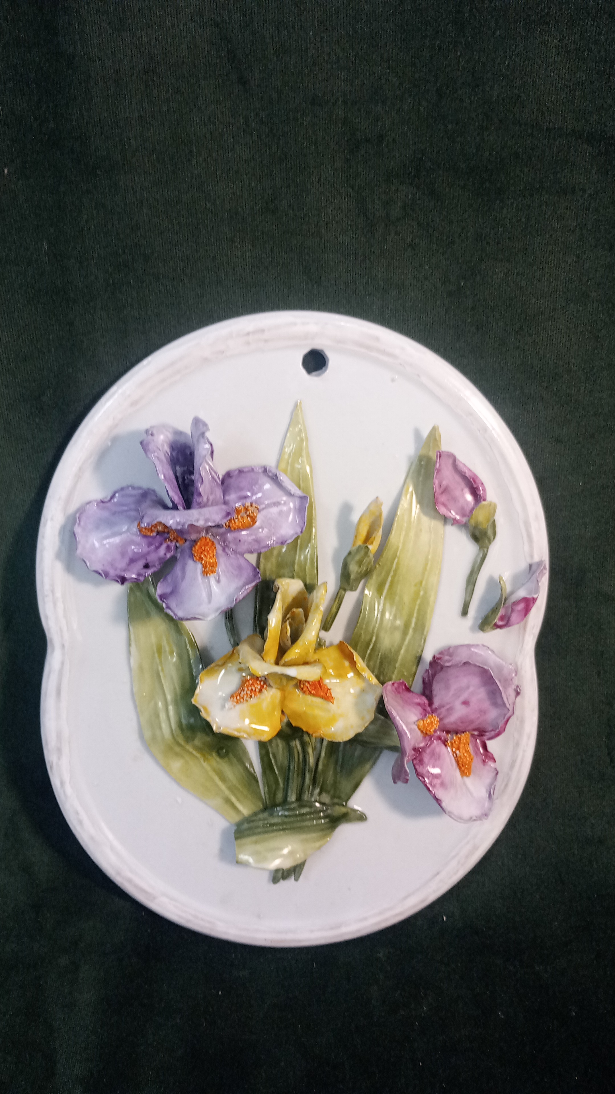  Quadretto in ceramica con fiori