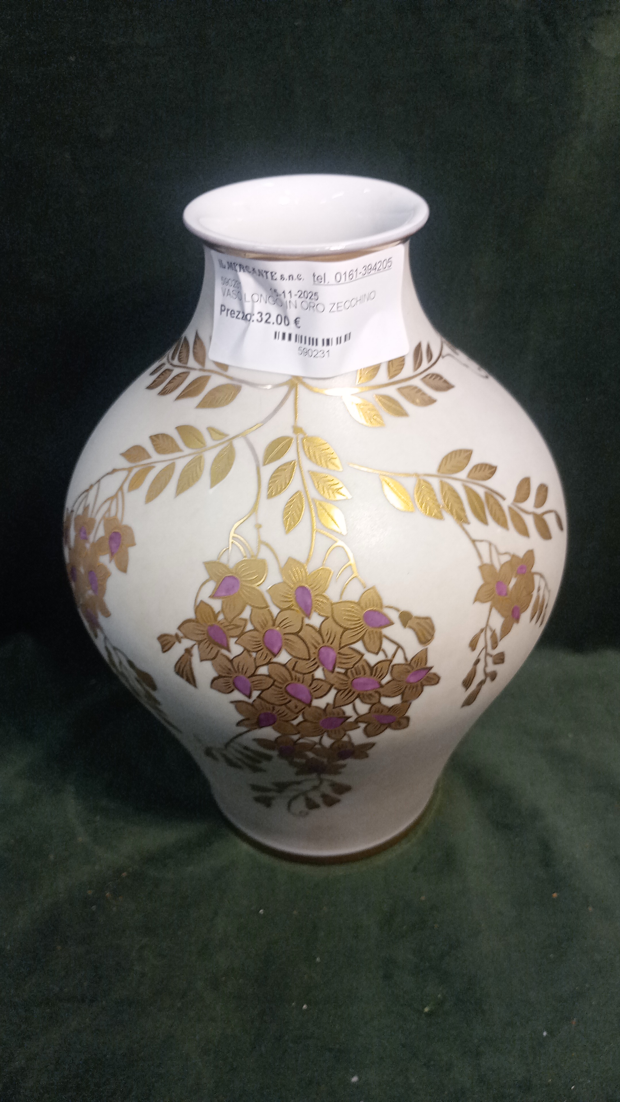 VASO LONGO IN ORO ZECCHINO 