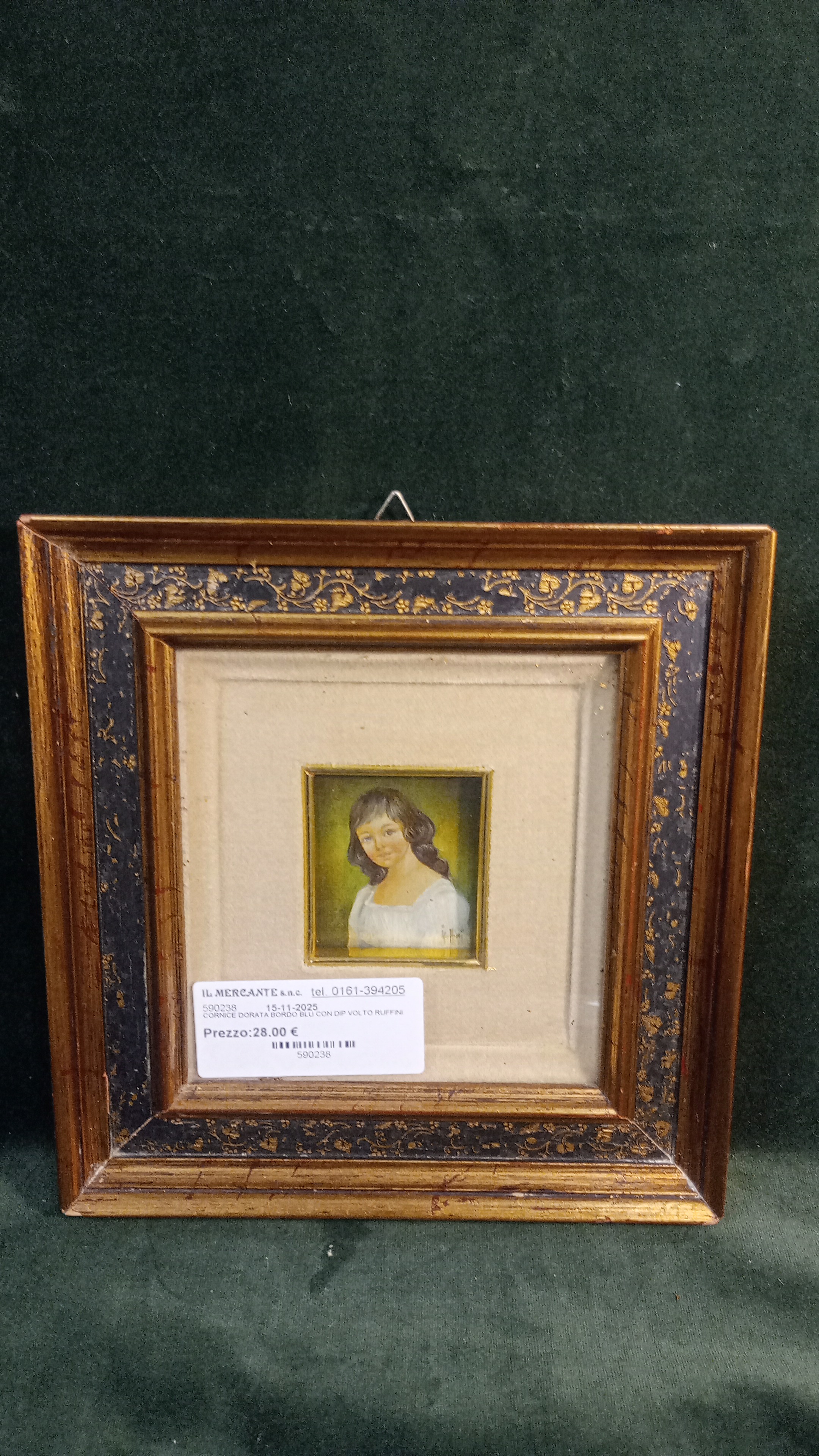 CORNICE DORATA BORDO BLU CON DIP VOLTO RUFFINI