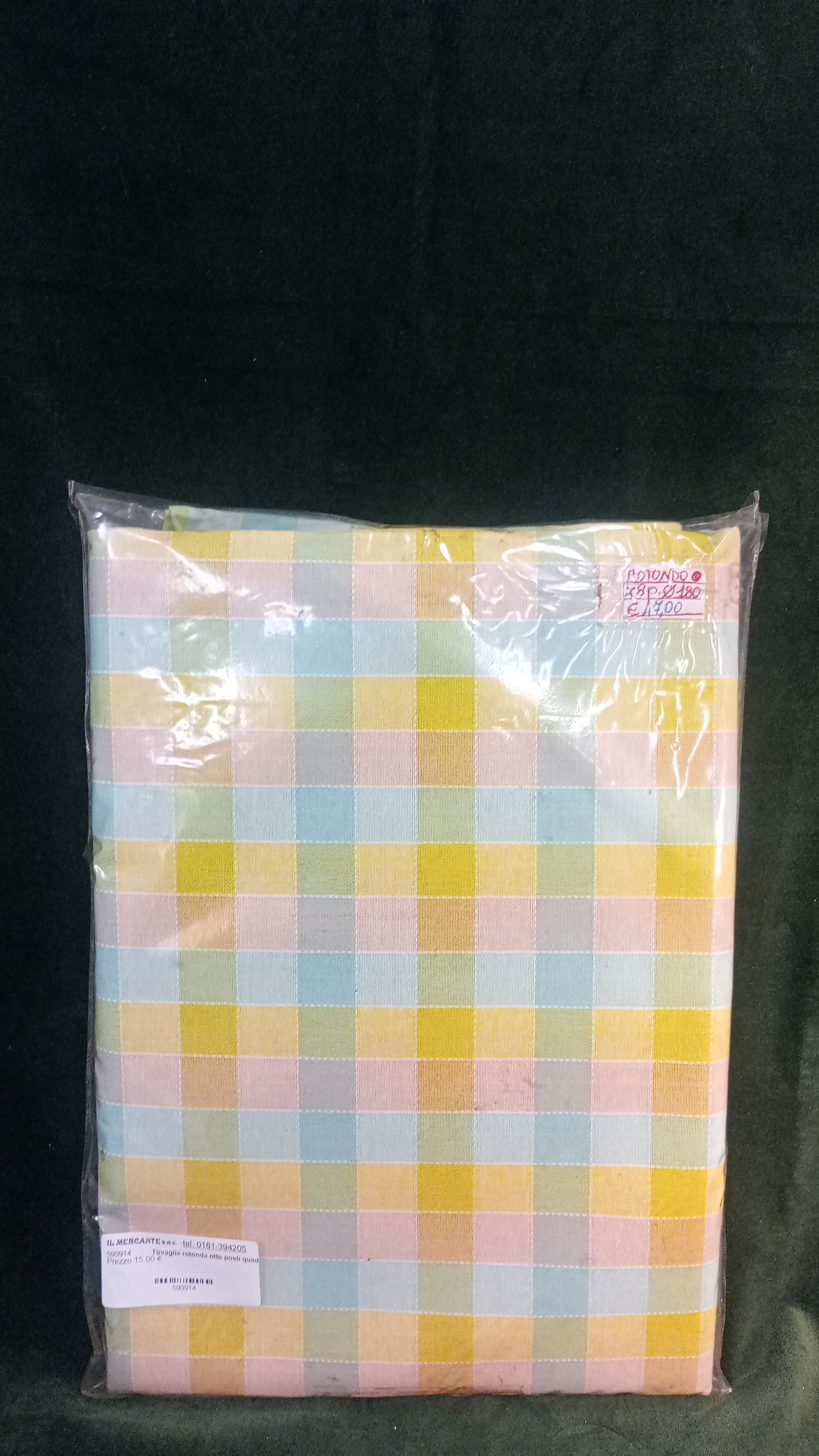  Tovaglia rotonda otto posti quadretti colorati