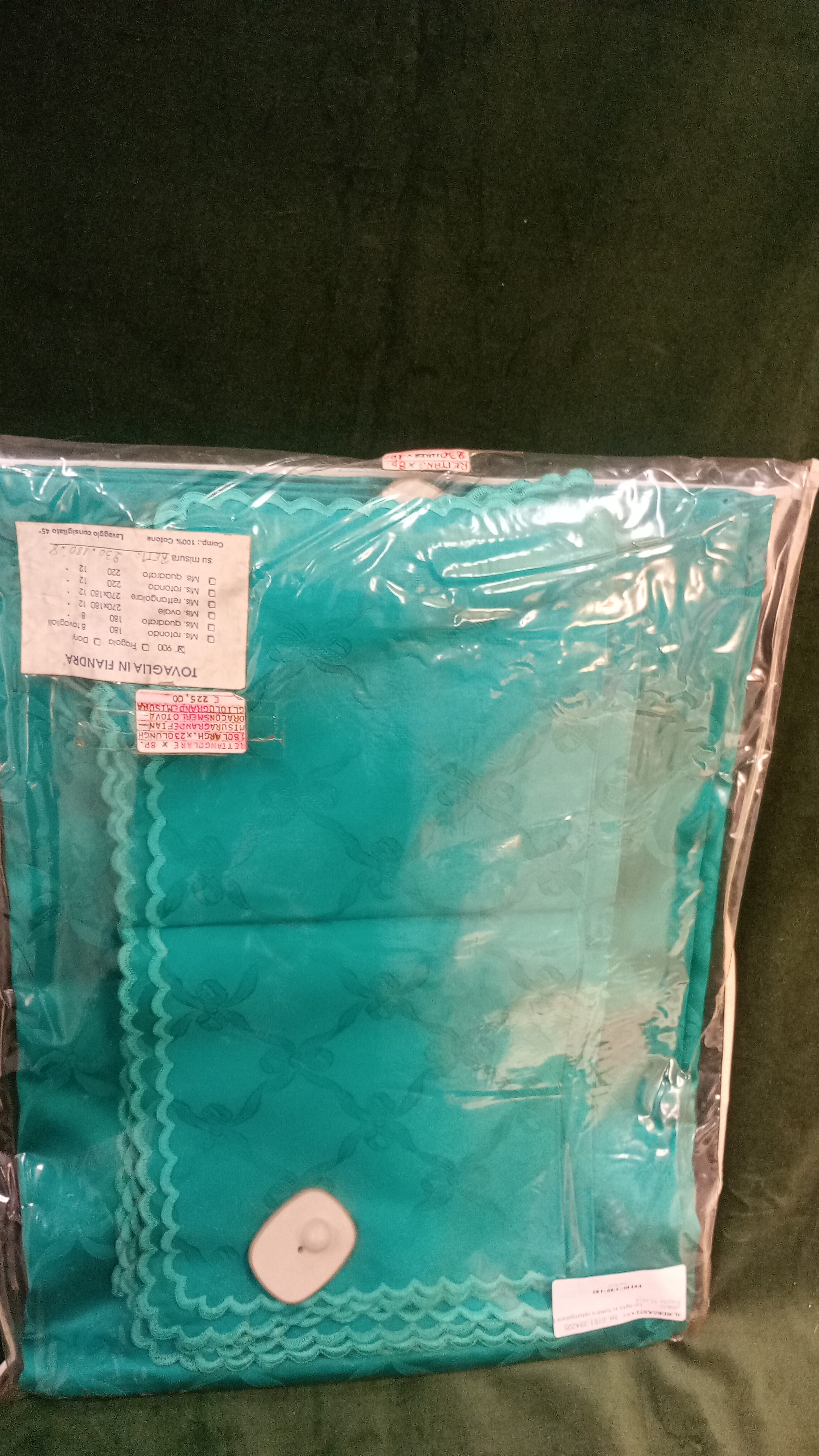  Tovaglia in fiandra rettangolare 8 posti colore verde 180 * 230