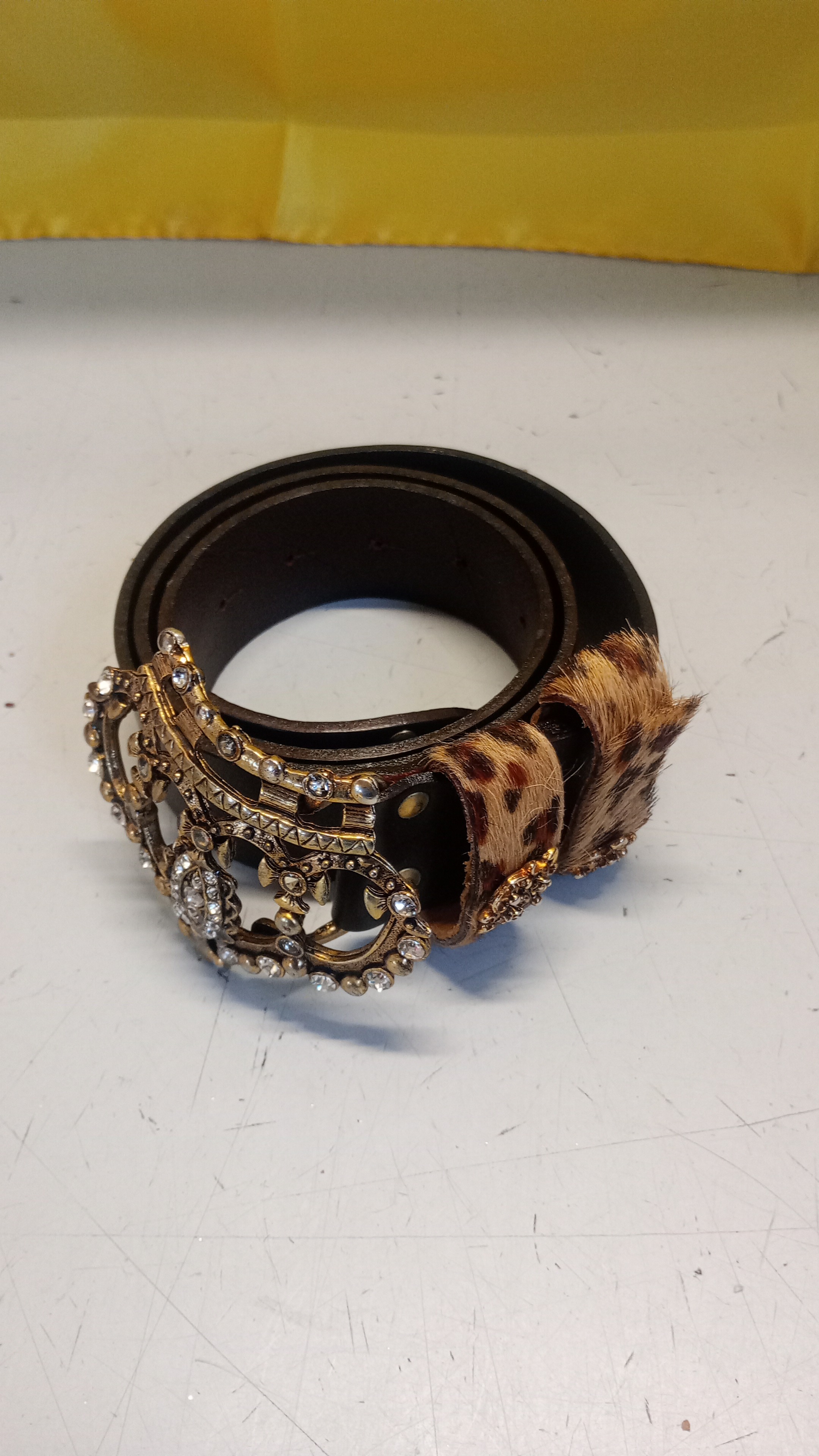 cintura in pelle inserti cavallino