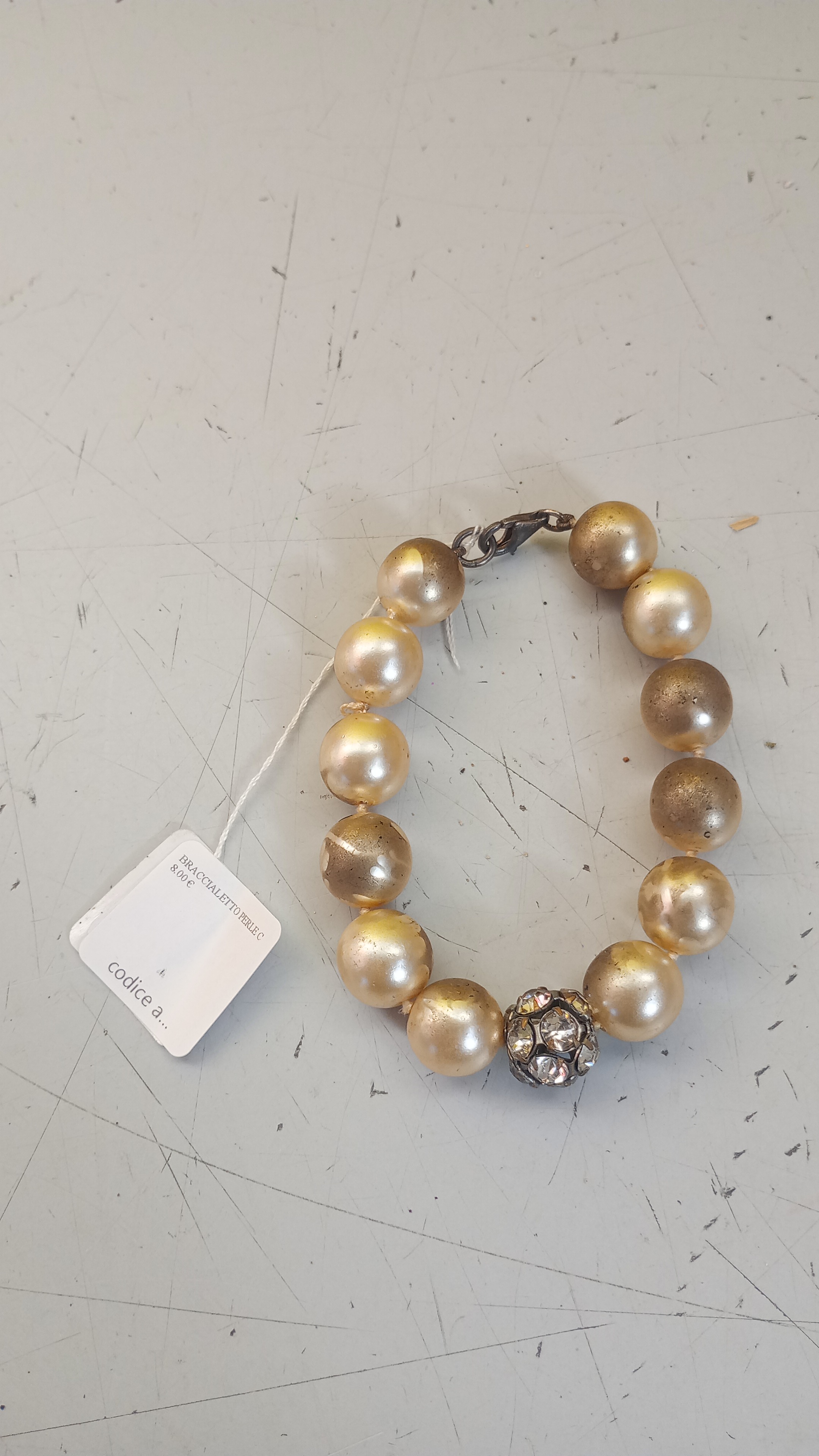 BRACCIALETTO PERLE CON STRASS