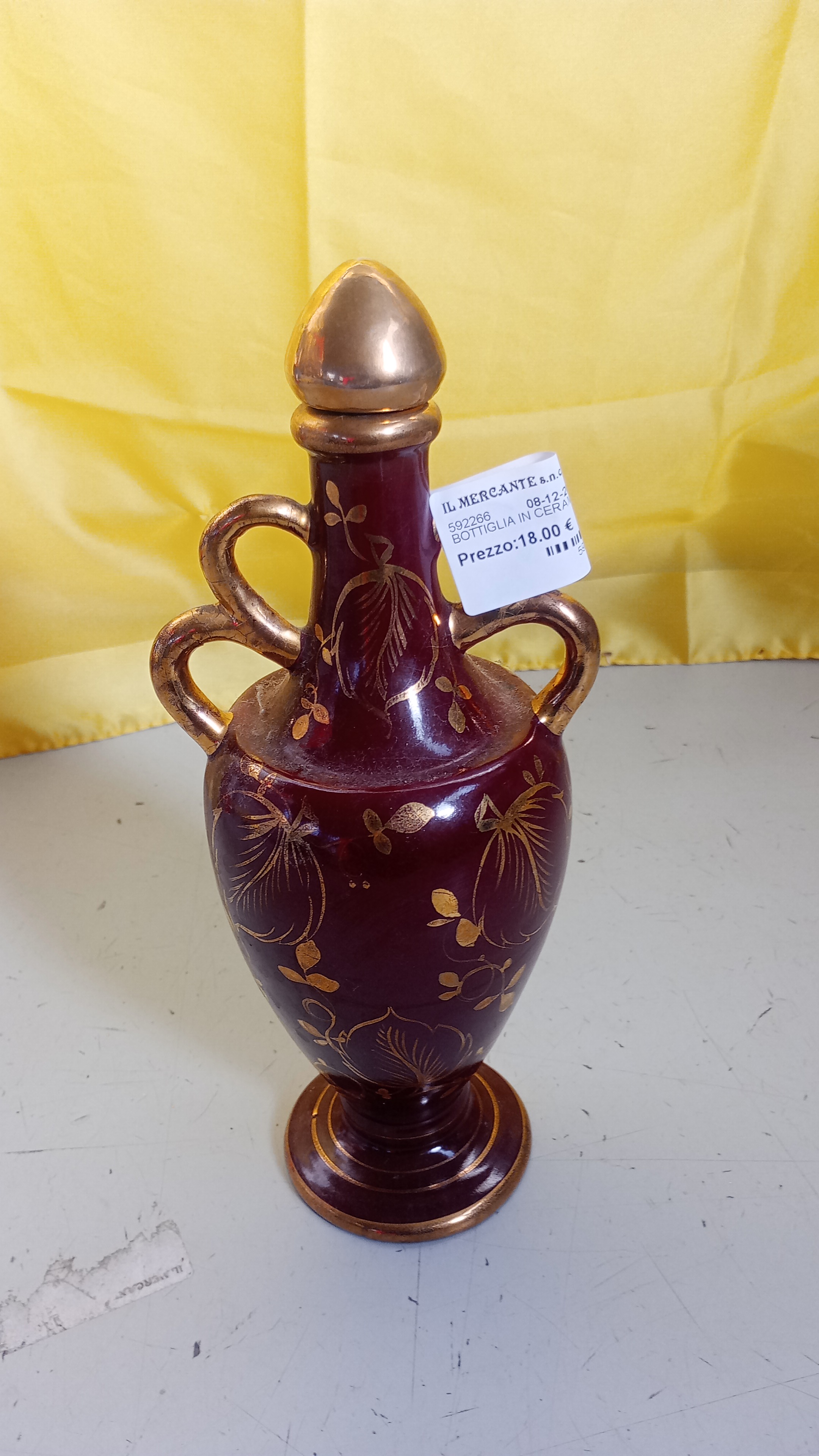 BOTTIGLIA IN CERAMICA TAPPO DIP A MANO 