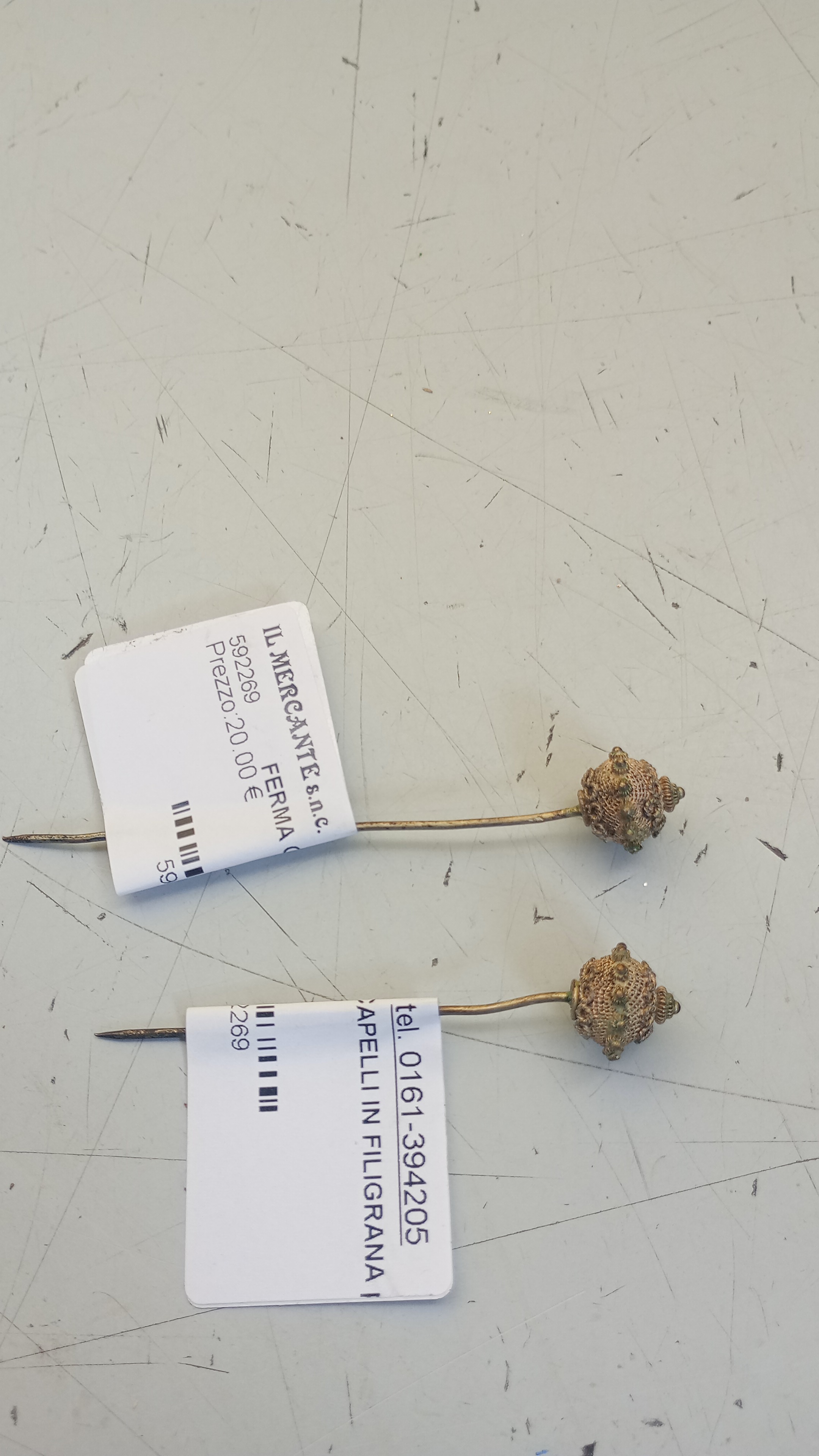 FERMA CAPELLI IN FILIGRANA piccolo TARDO 800