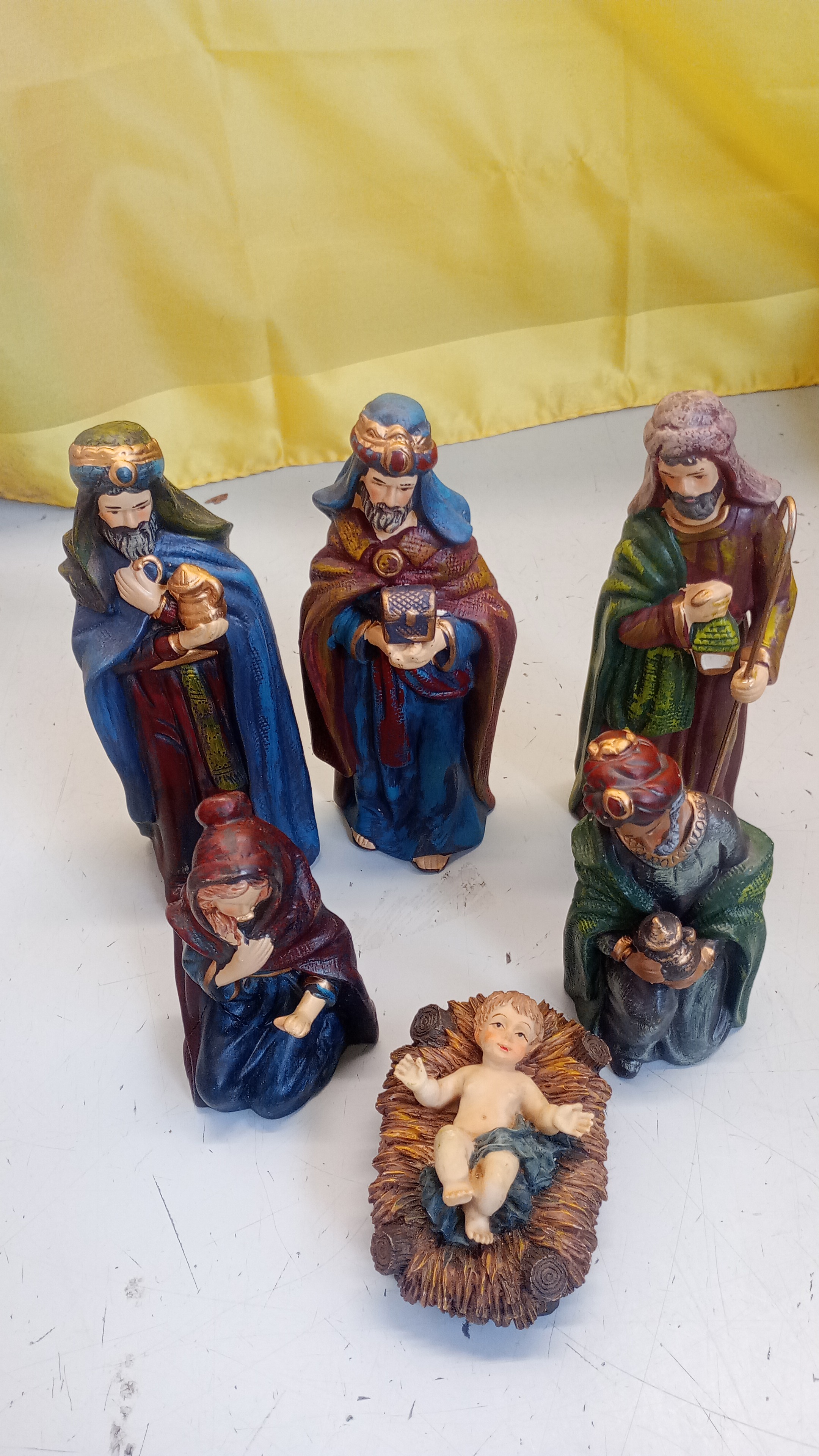 presepe in ceramica 5pz. +bamb.