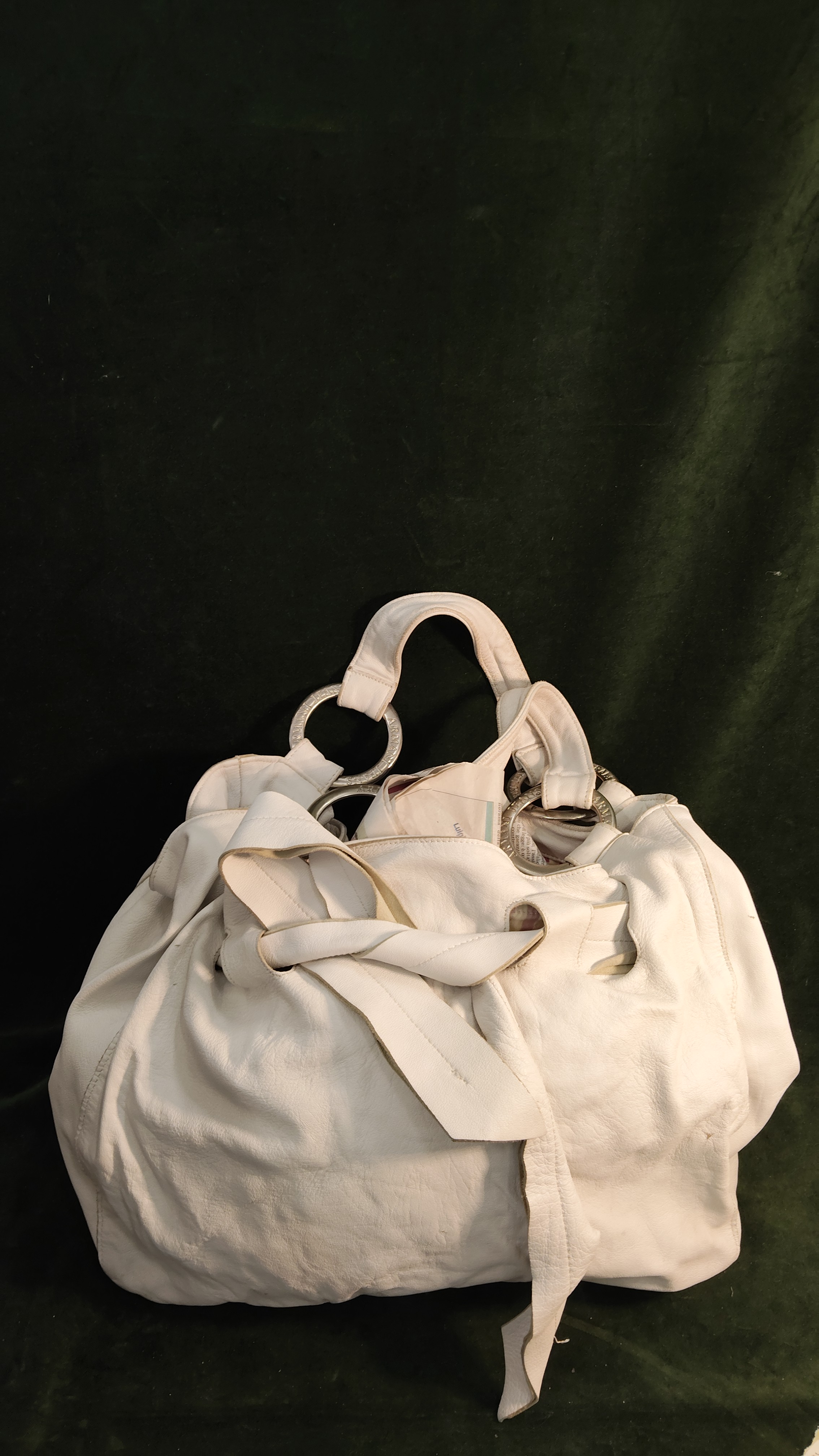 borsa bianca in pelle ARMANI