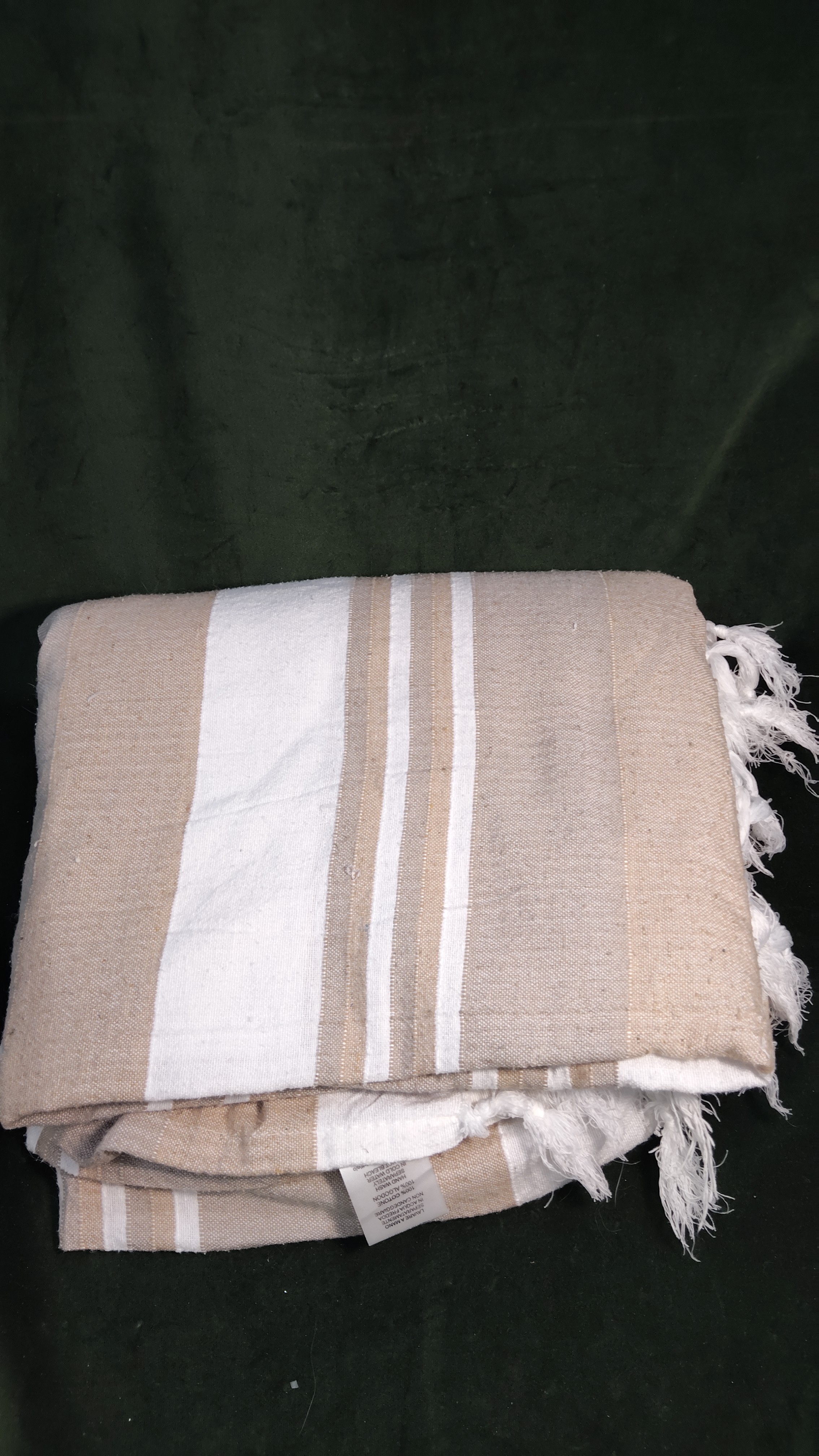 TELO COPRITUTTO A RIGHE BEIGE E MARRONE