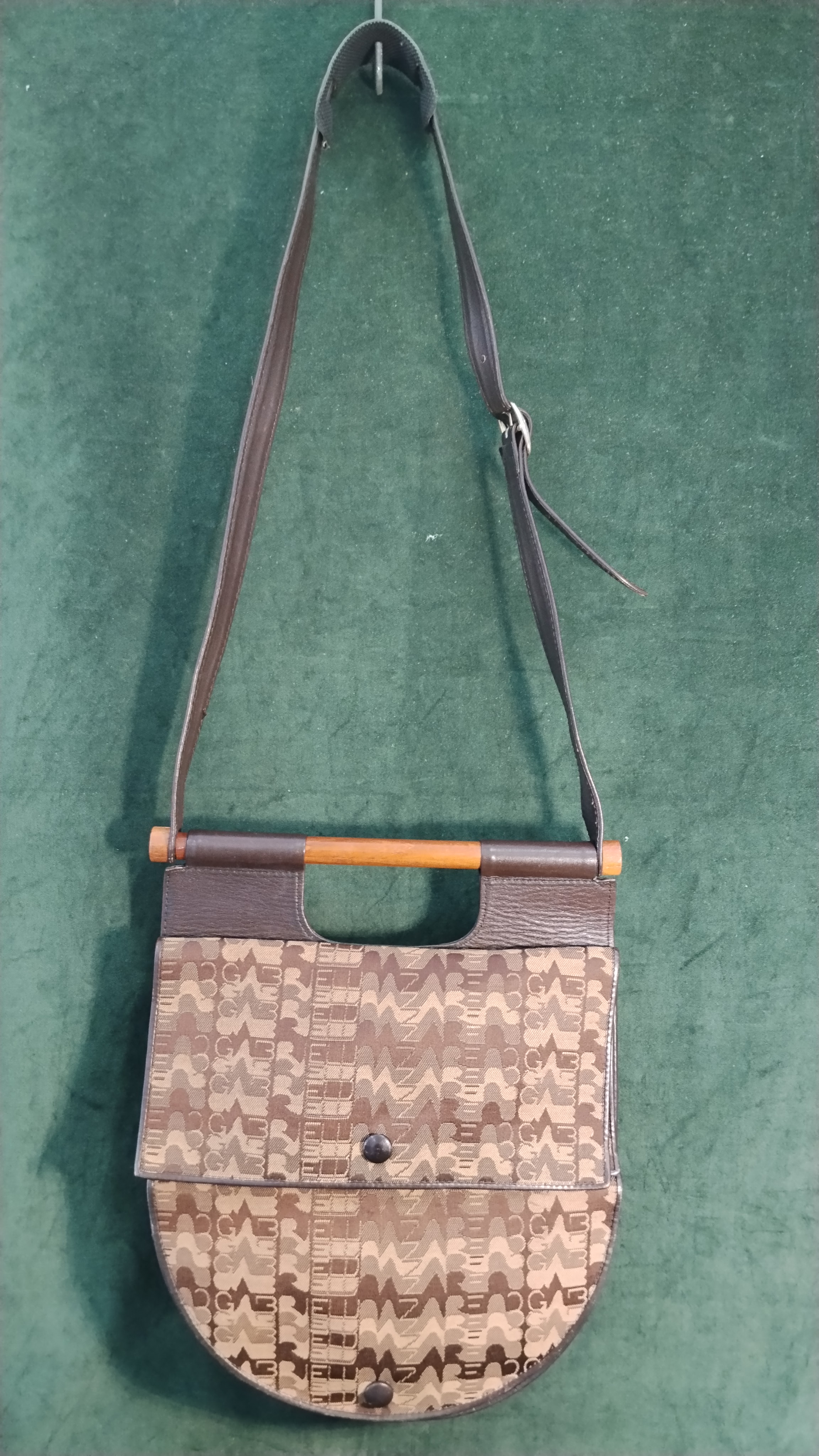 NAZARENO GABRIELLI borsa pelle,stoffa legno