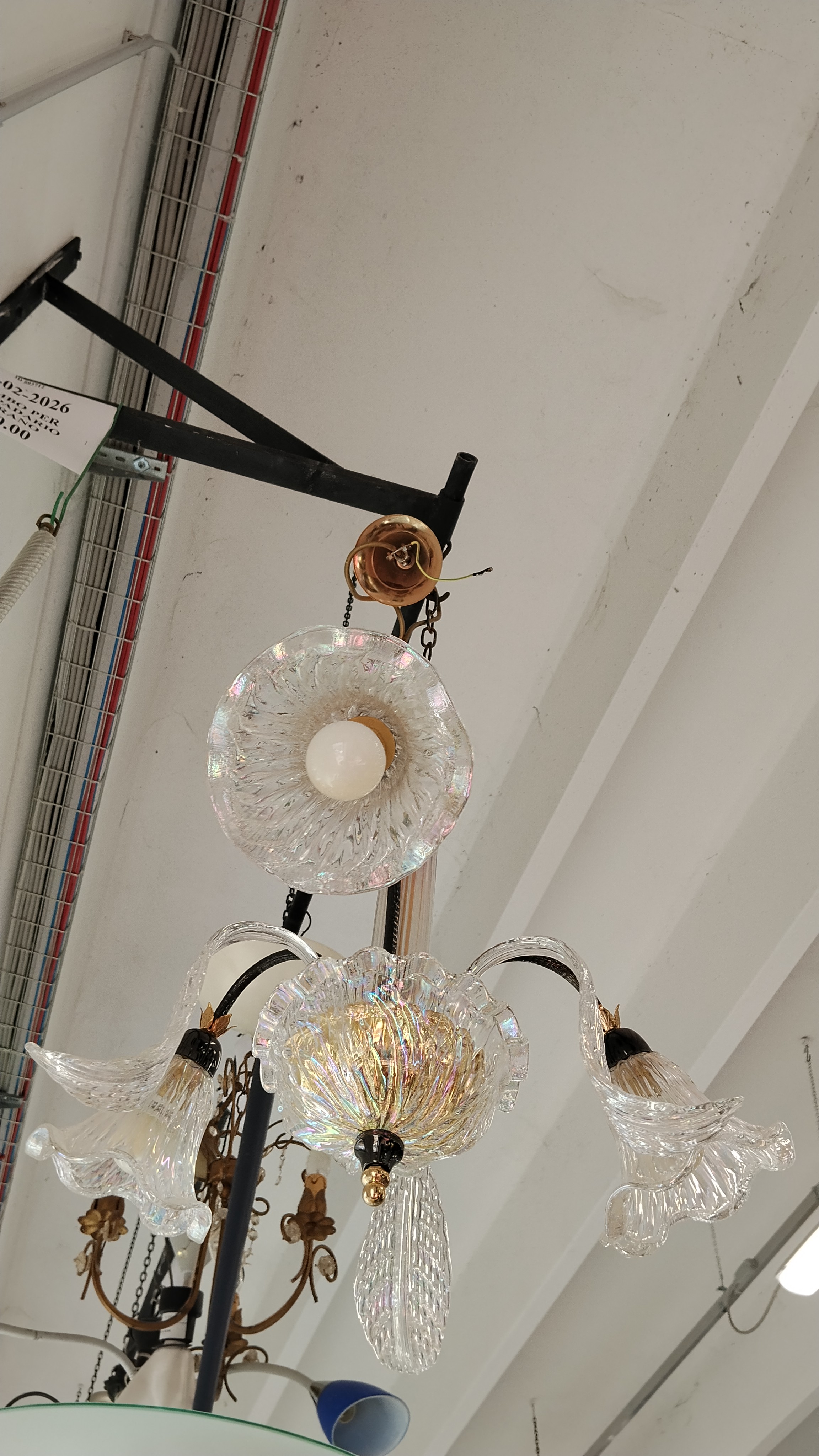 LAMPADARIO CON FOGLIE IN VETRO