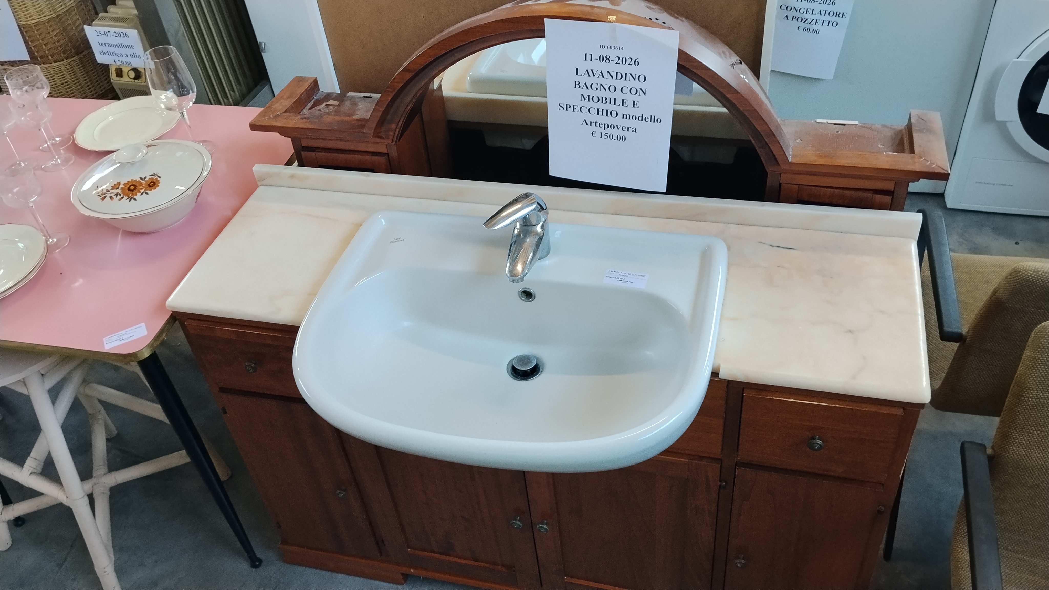 LAVANDINO BAGNO  CON MOBILE E SPECCHIO modello Artepovera