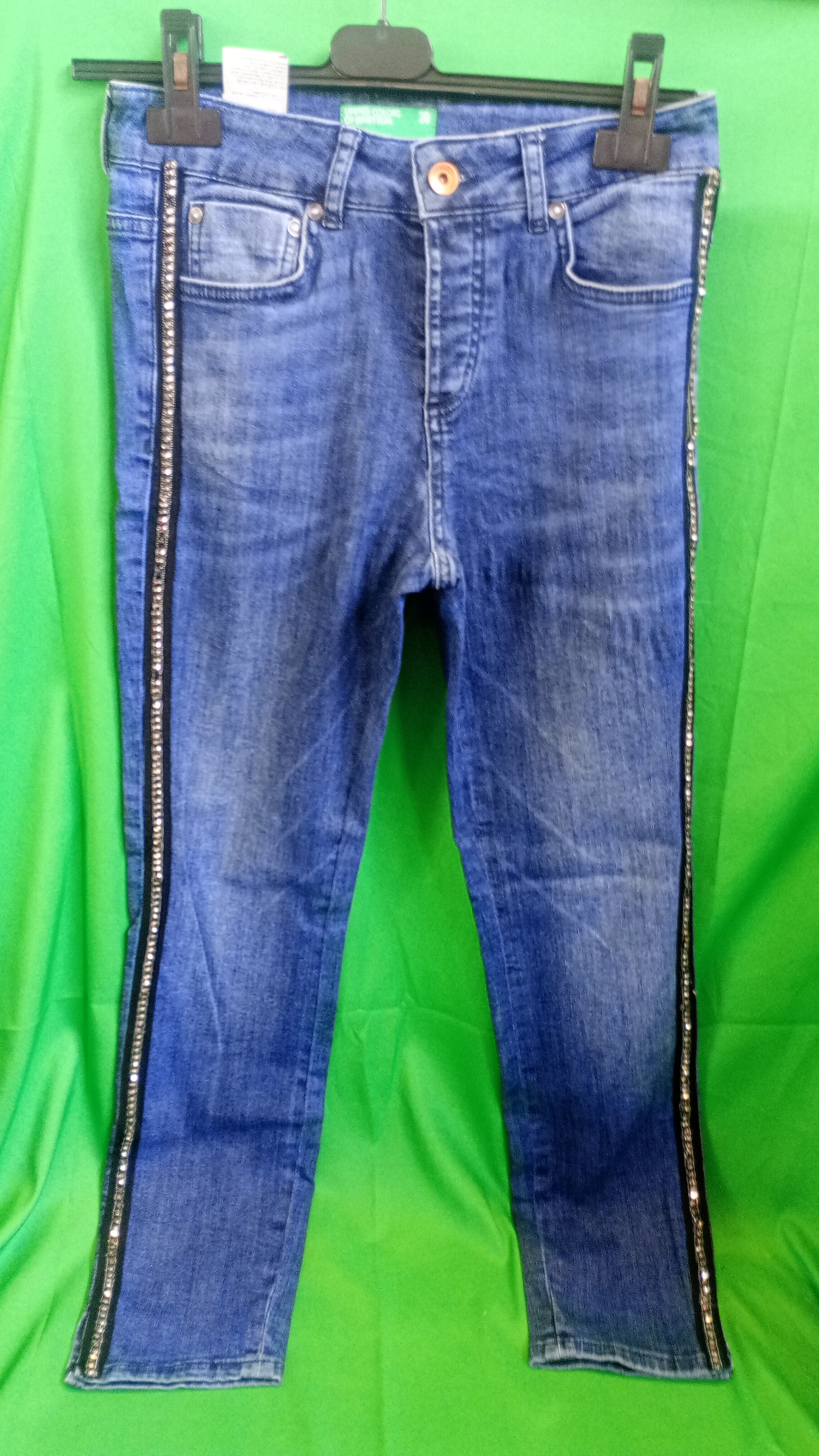 Benetton jeans con strass laterali 42
