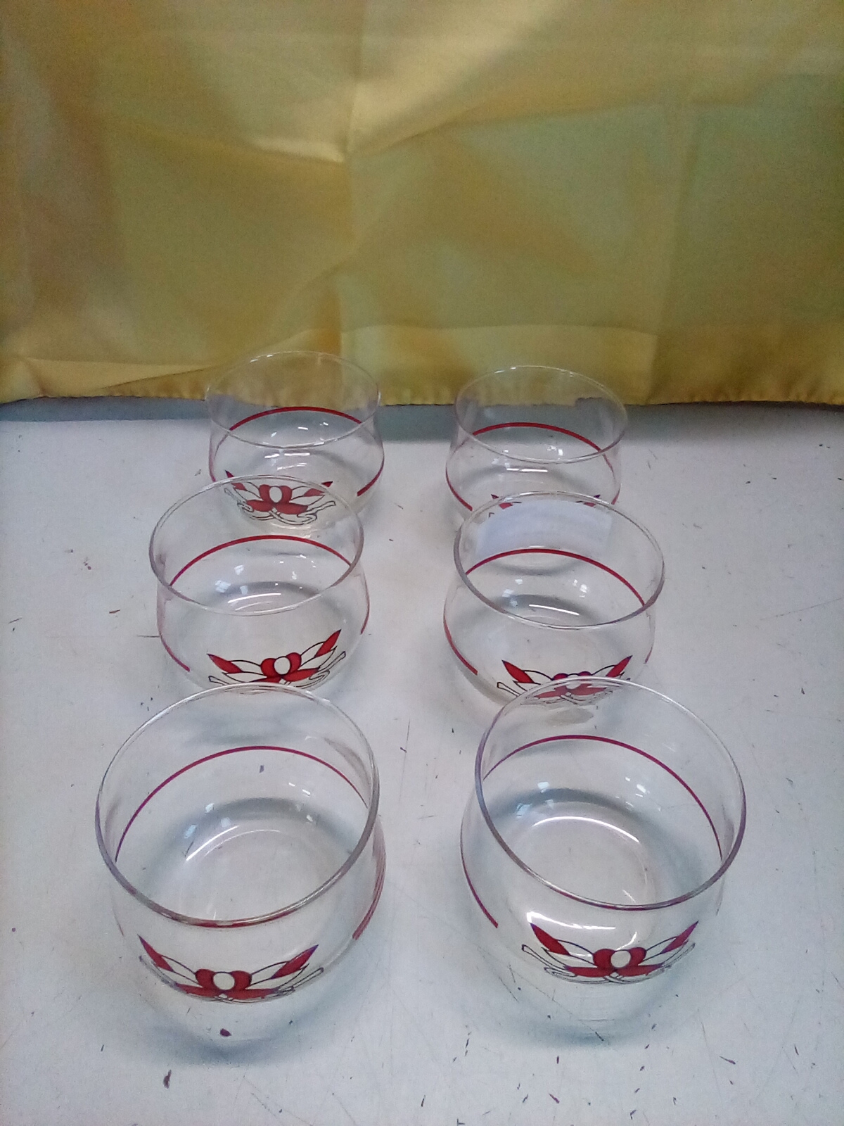6 CIOTOLE VETRO FIOCCO ROSSO
