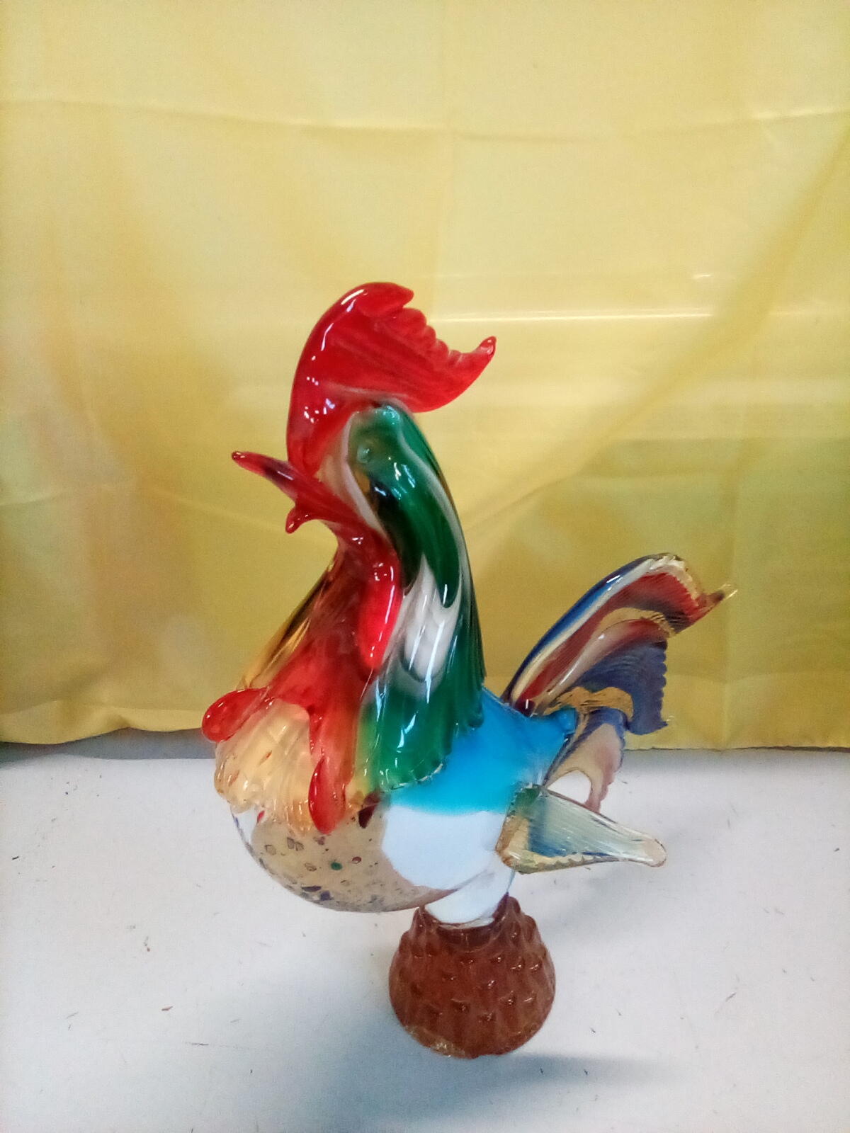 GALLO IN VETRO DI MURANO crepa lato petto