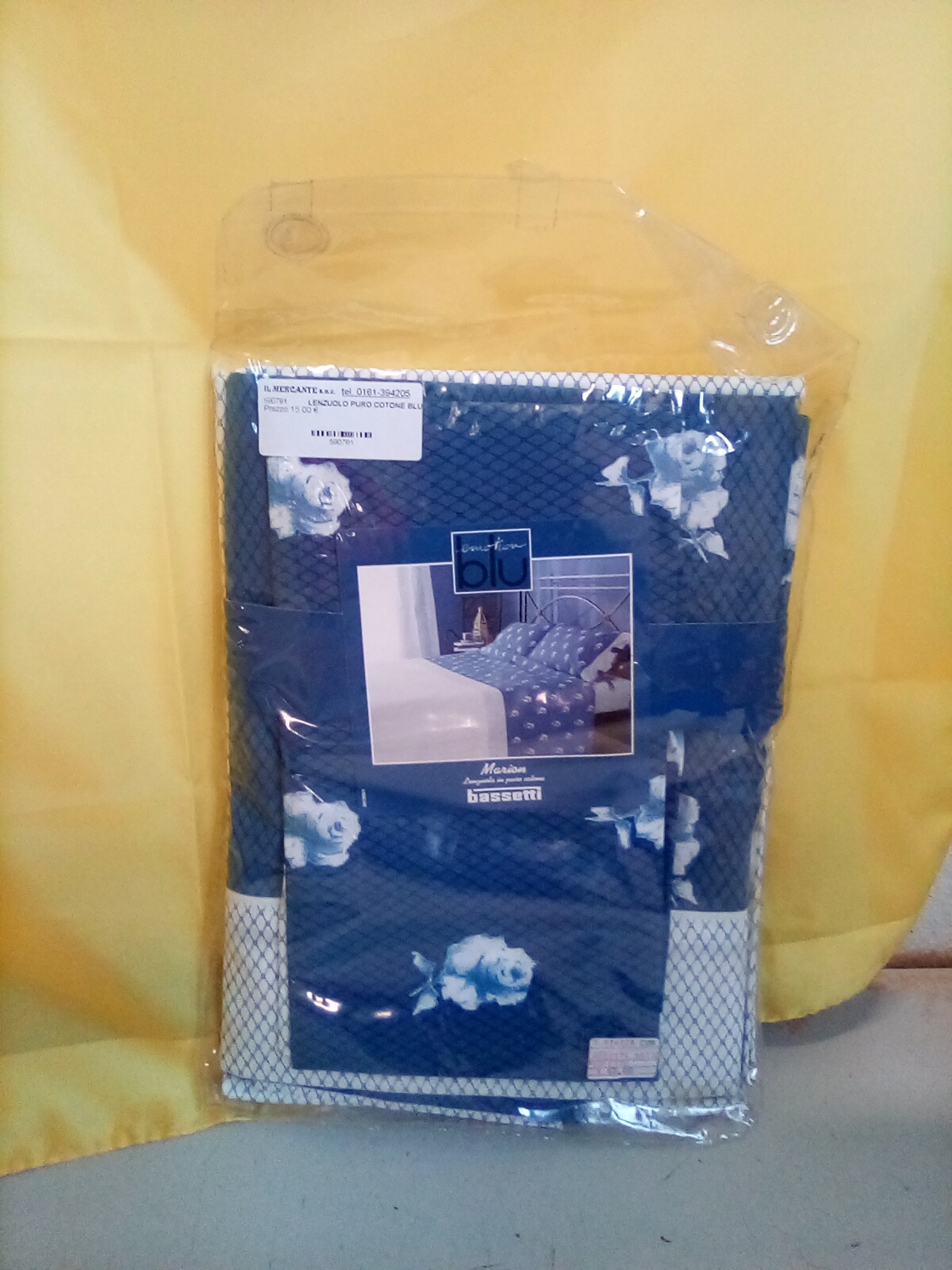 LENZUOLO PURO COTONE BLU/BIANCO BASSETTI 1 PIAZZA 