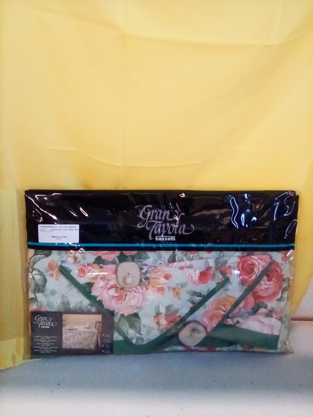 TOVAGLIA 8 POSTI GRAN TAVOLO BASSETTI VERDE DIS FIORI