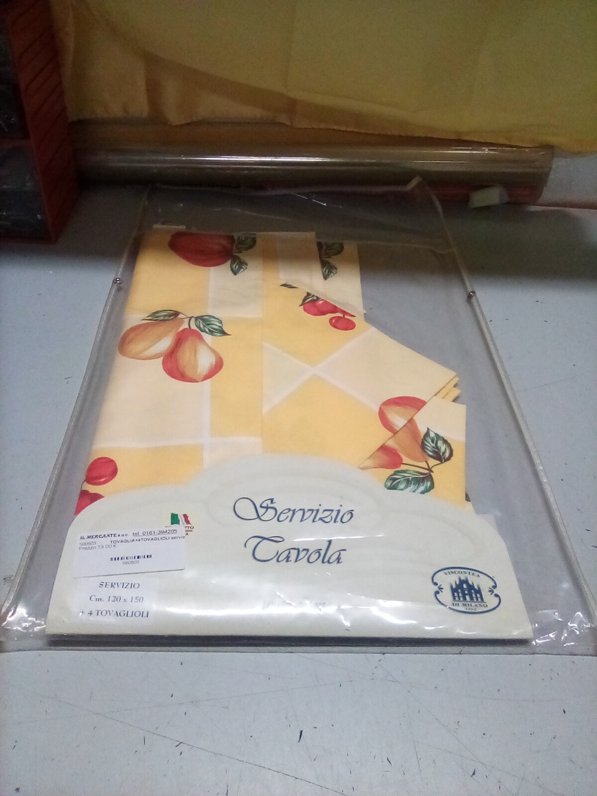 TOVAGLIA+4TOVAGLIOLI servizio tavola 120x150 giallo dis frutta