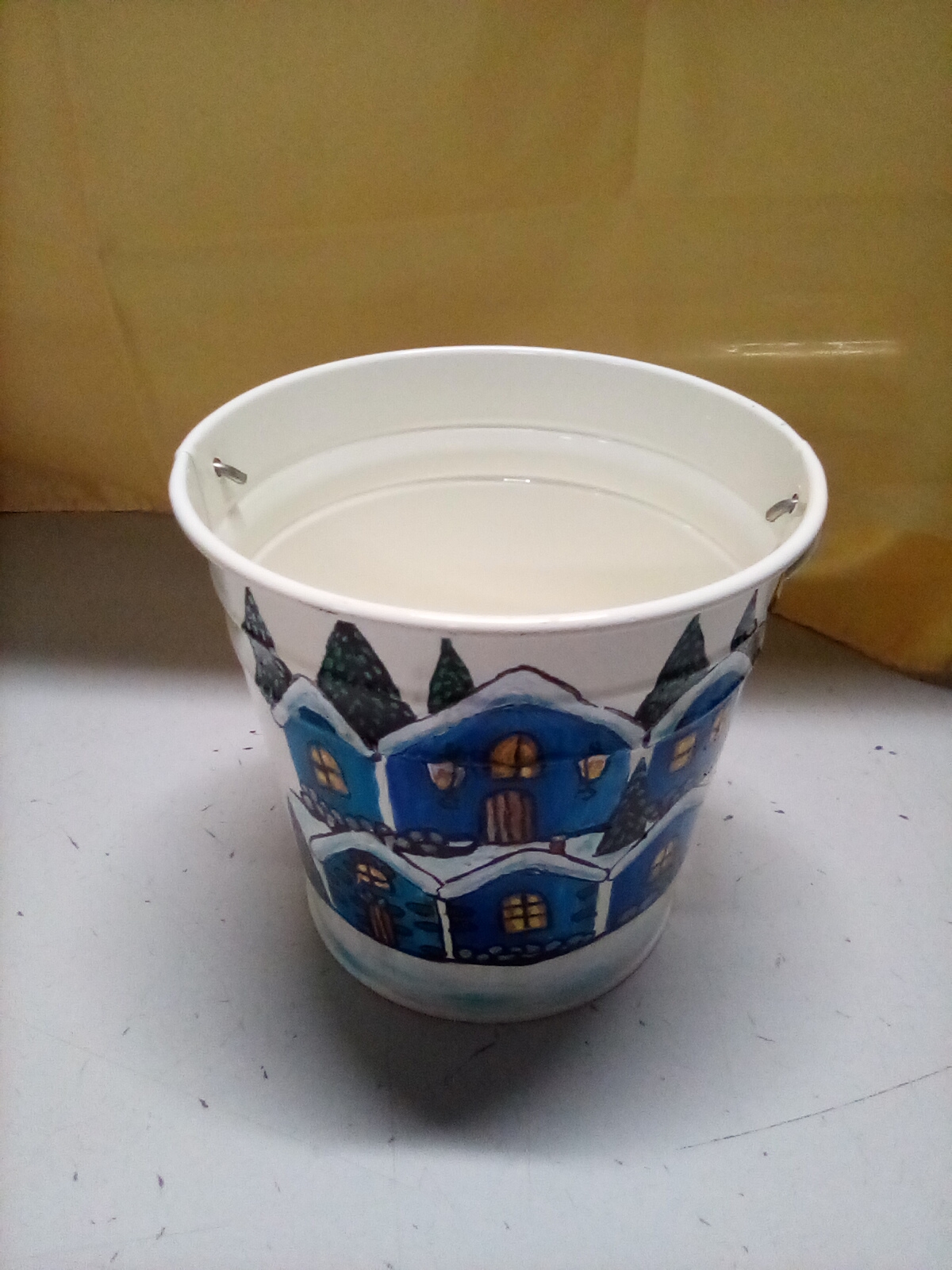  Secchiello bianco dipinto a mano