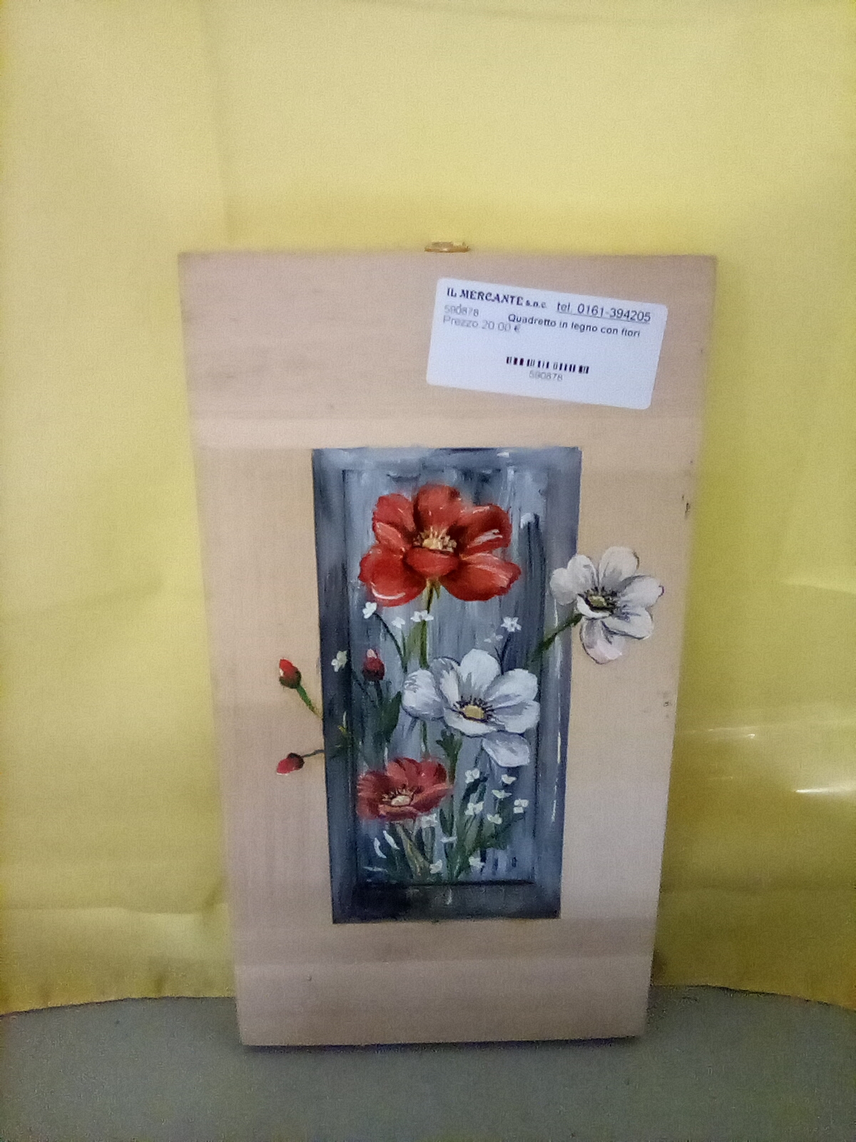  Quadretto in legno con fiori