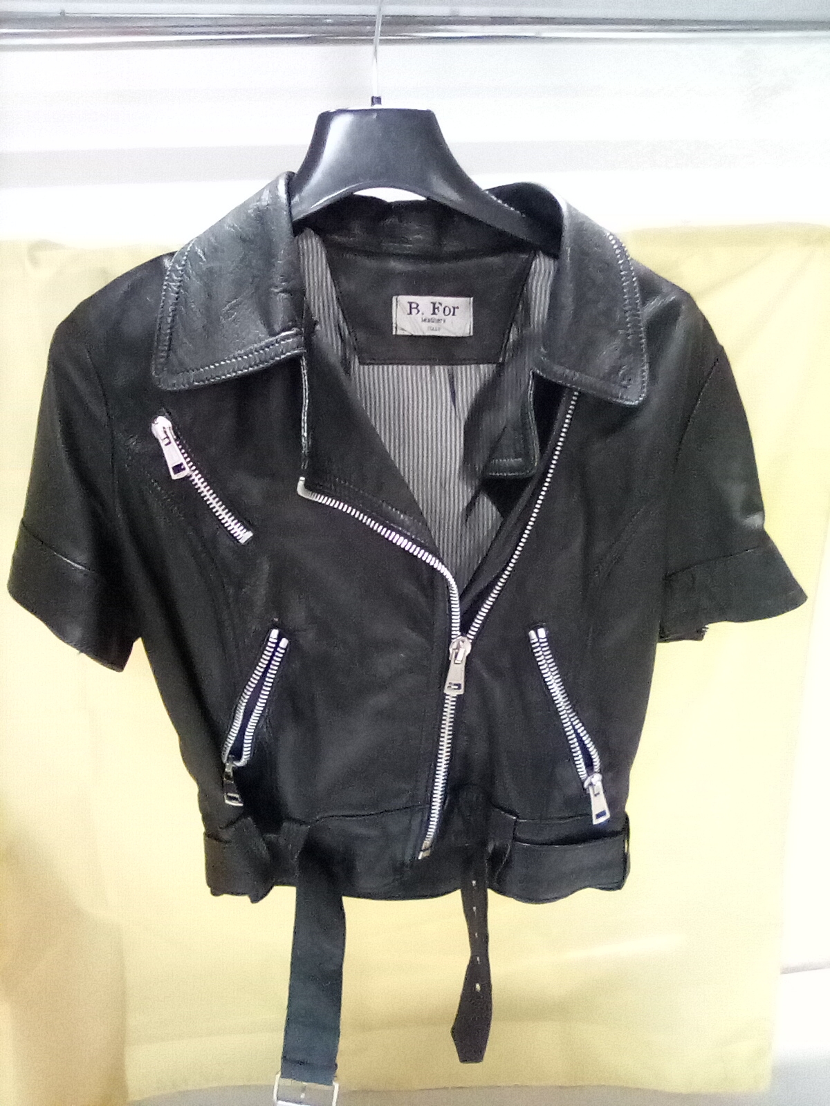 GIACCA IN PELLE NERA B FOR