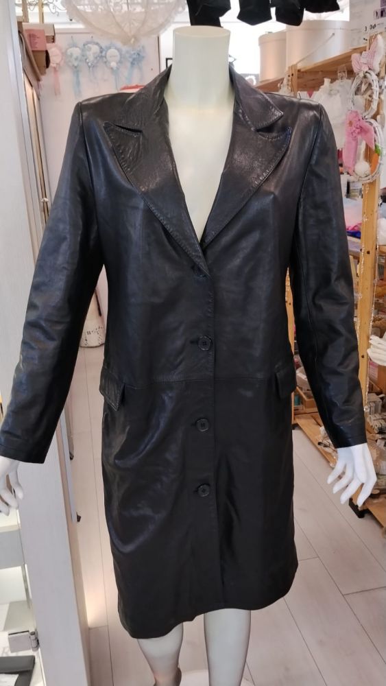 cappotto lungo in pelle nero