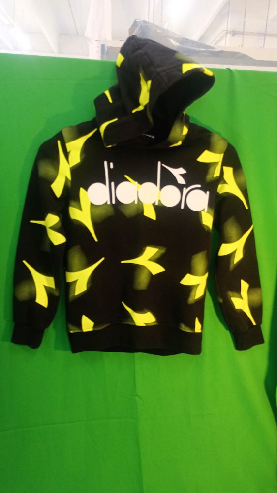 DIADORA felpa nera gialla fluo tg.8
